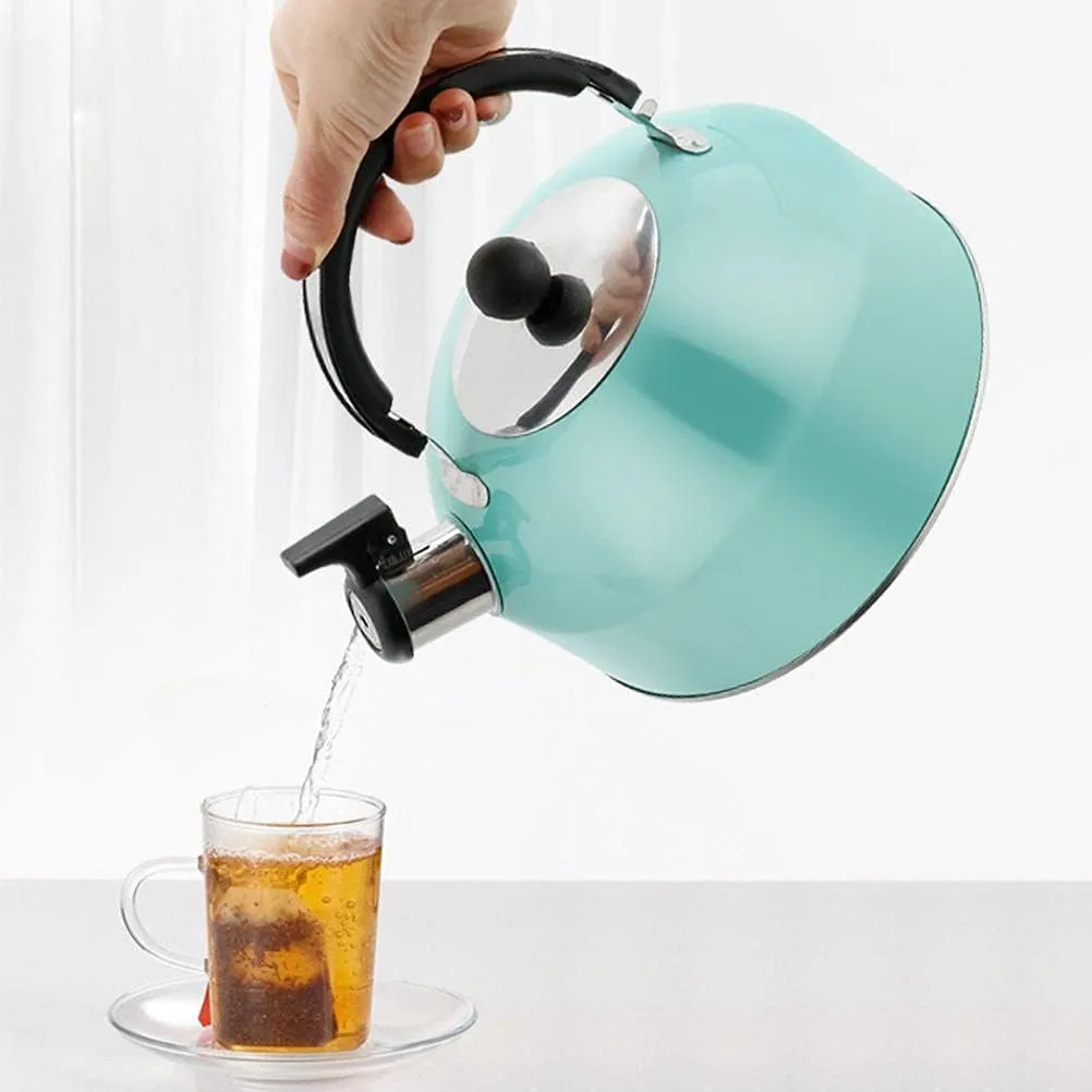 3L Stainless Steel Whistling Camping Bottle Lightweight Kettle for Camping Trips (Sky Blue)