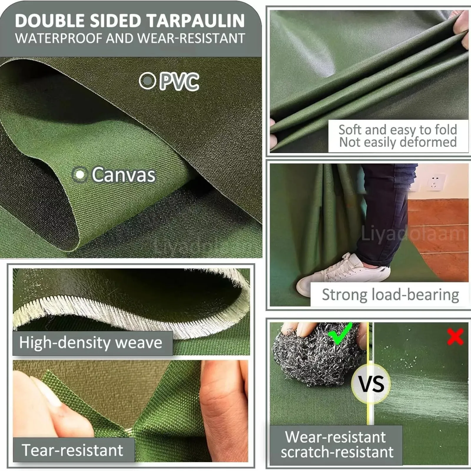 3M x 4M Sun Blocked Dustproof Army Waterproof Canvas Tarpaulin Heavy Duty