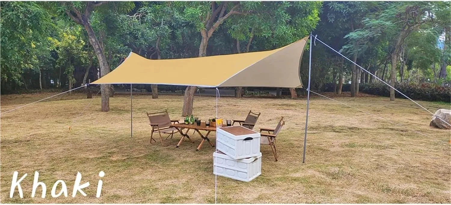3x4m Camping Awning Outdoor Ultra-Light Sunshade Canopy Flysheet Tent Tarp Sun Shelter Pergola for Tourism Garden Picnic(Green)