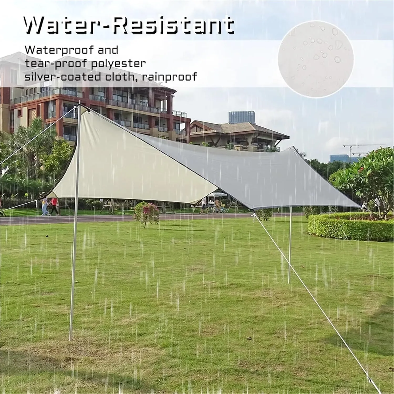 3x4m Camping Awning Outdoor Ultra-Light Sunshade Canopy Flysheet Tent Tarp Sun Shelter Pergola for Tourism Garden Picnic(Green)