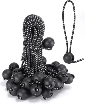 4 Inch Adjustable Ball Bungee Cords, Easy to Adjust from 1" to 4", 40 PCS Ball Tie Downs with UV-Resistance & Superior Elasticity, Great for Tarp, Tent, Pole, Cargo, Holding Wire and Hose, etc
