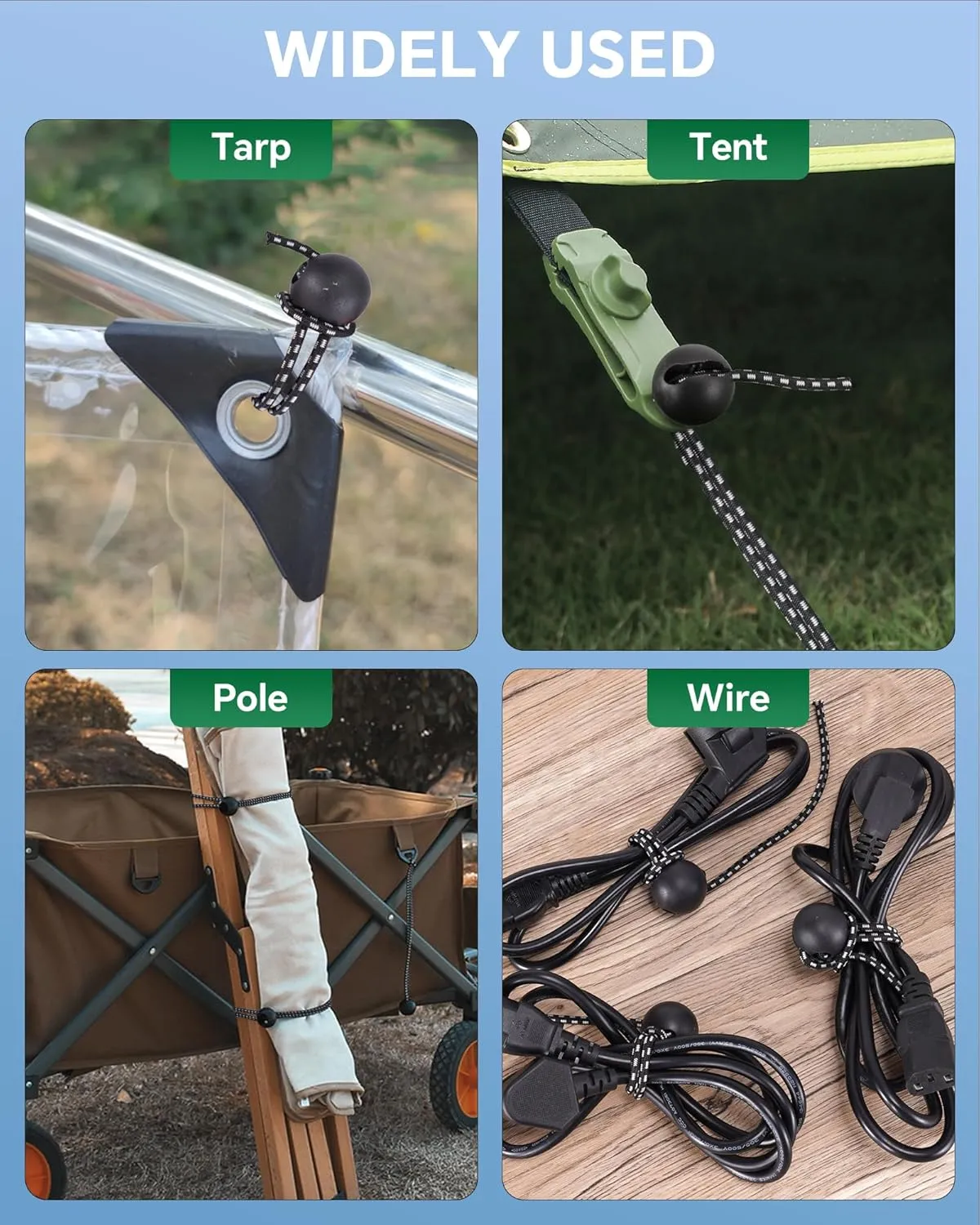 4 Inch Adjustable Ball Bungee Cords, Easy to Adjust from 1" to 4", 40 PCS Ball Tie Downs with UV-Resistance & Superior Elasticity, Great for Tarp, Tent, Pole, Cargo, Holding Wire and Hose, etc