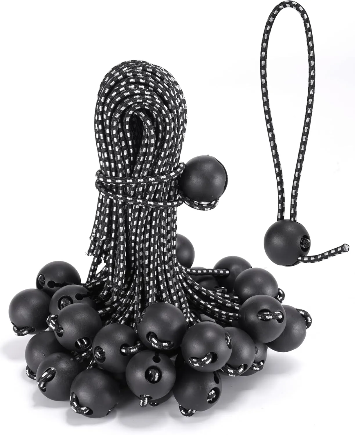 4 Inch Adjustable Ball Bungee Cords, Easy to Adjust from 1" to 4", 40 PCS Ball Tie Downs with UV-Resistance & Superior Elasticity, Great for Tarp, Tent, Pole, Cargo, Holding Wire and Hose, etc