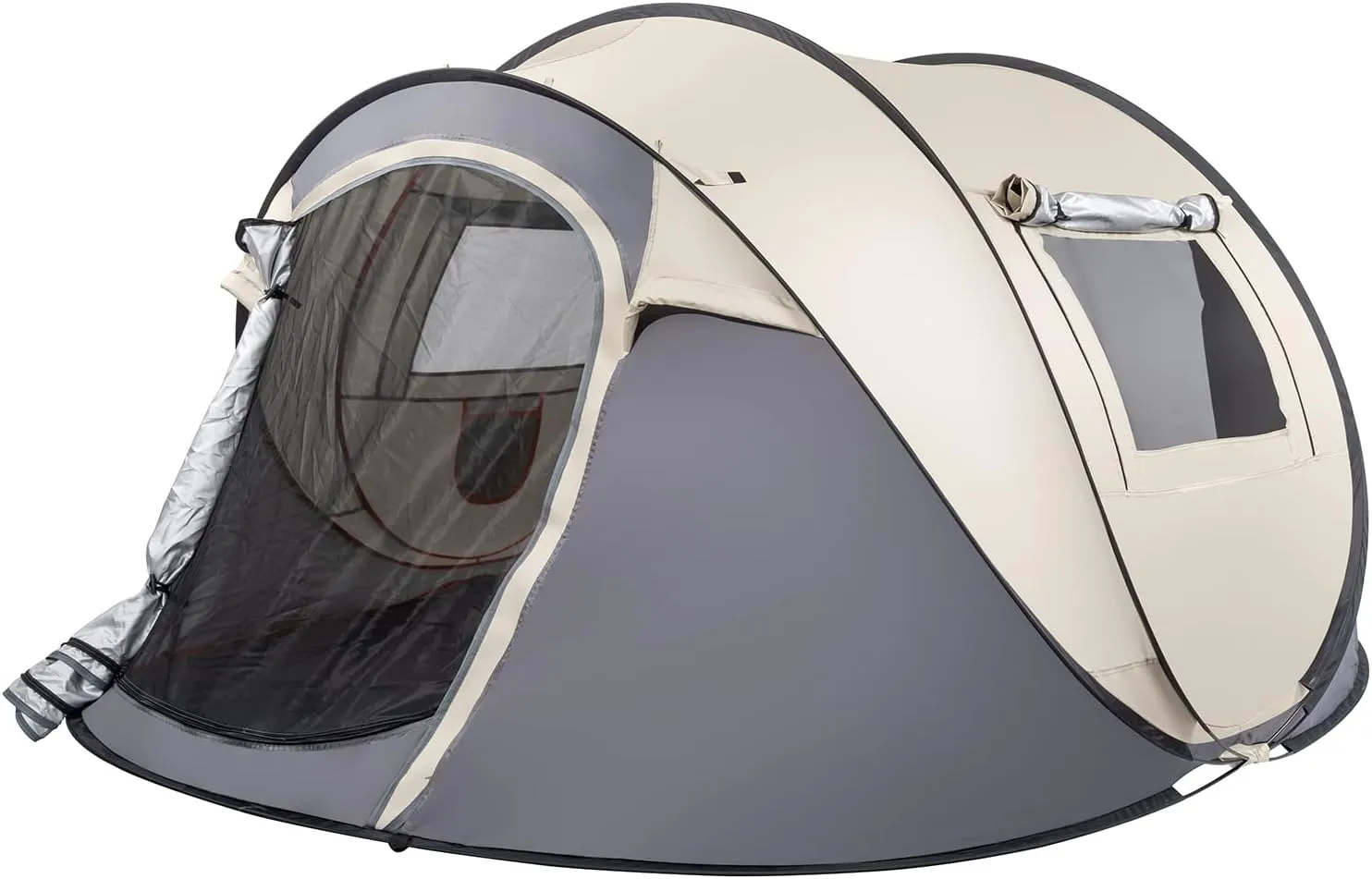 4 Person Pop Up Waterproof Camping Tent Easy Setup 2 Doors-Instant Mesh Windows for Camping Hiking Fishing Beach 2 Doors-Instant Family Traveling Outdoor
