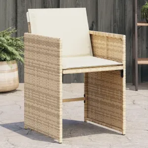 4-Piece Patio Chairs Set with Cushions Beige PE Rattan Outdoor Furniture Lounge Chairs for Backyard Poolside Sunroom