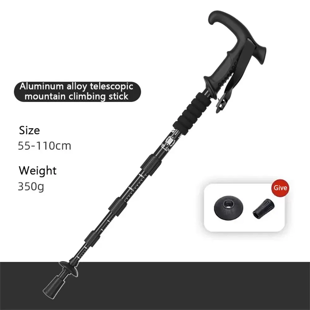4-Section Portable Outdoor Fold Trekking Pole Walking Hiking Stick Alloy Telescopic Club For Elderly Camping Walking Poles 1PC
