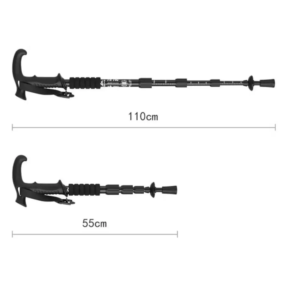 4-Section Portable Outdoor Fold Trekking Pole Walking Hiking Stick Alloy Telescopic Club For Elderly Camping Walking Poles 1PC
