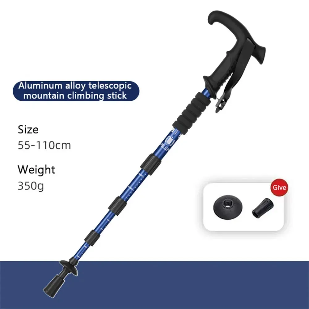 4-Section Portable Outdoor Fold Trekking Pole Walking Hiking Stick Alloy Telescopic Club For Elderly Camping Walking Poles 1PC