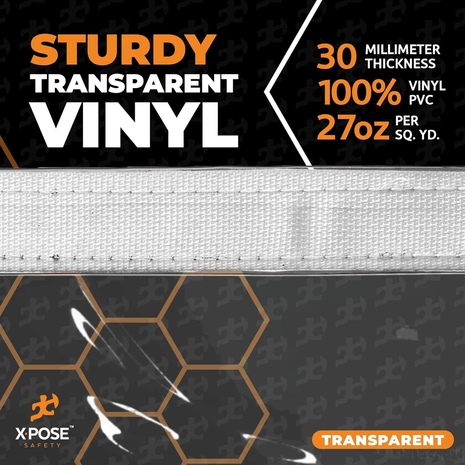 4' x 6' Clear Vinyl Tarp - 30 Mil Super Heavy Duty Transparent Waterproof PVC Tarpaulin with Brass Grommets - for Patio Enclosure, Temporary Wall, Camping, Tent Cover, Canopy - by Xpose Safety
