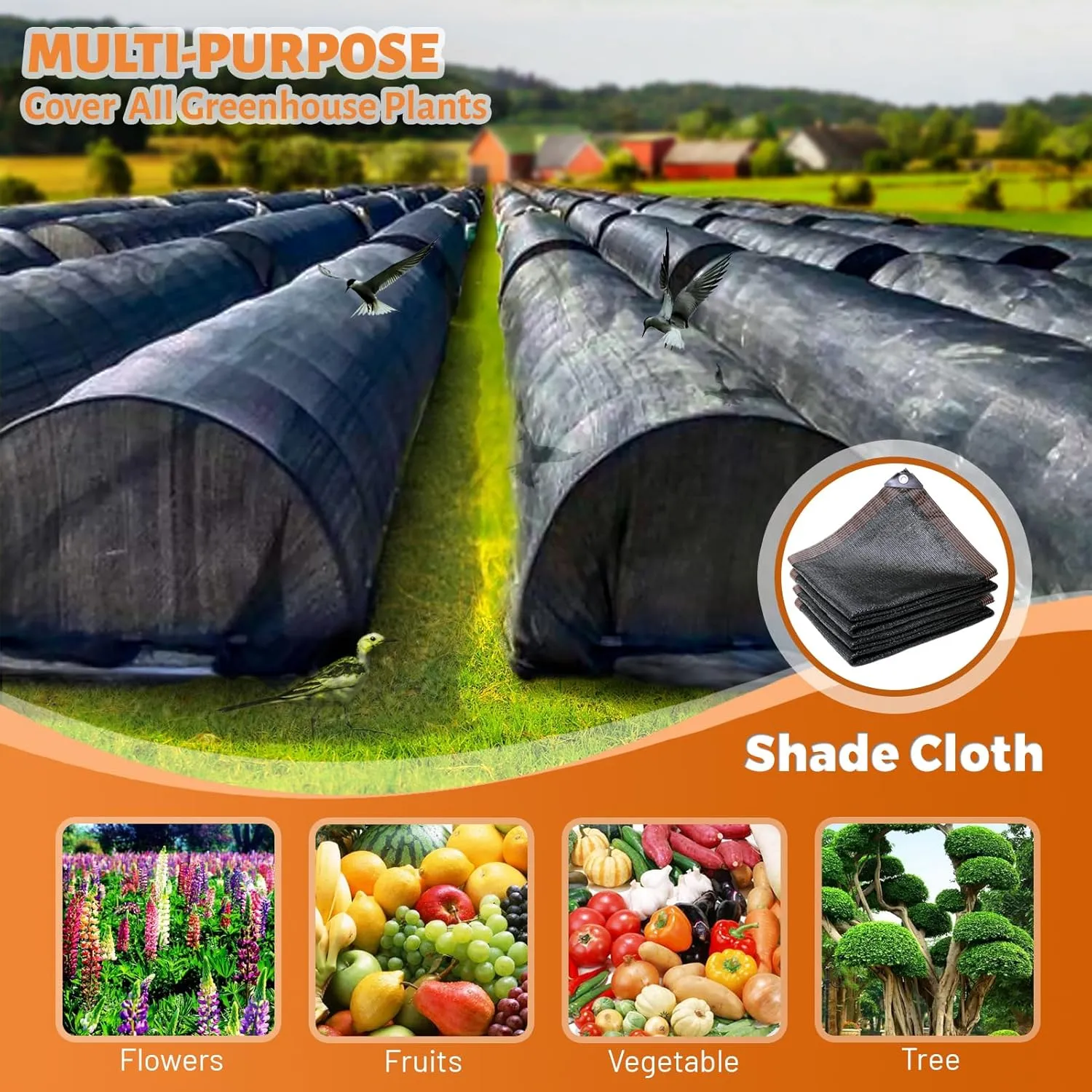 40%-50% Black Shade Cloth,10 x 20FT Durable Mesh Tarp with Grommets,UV Resistant Sun Shade Netting for Plant Cover,Garden,Outdoor,Pavilion,Greenhouse,Backyard Terrace,Chicken Coop