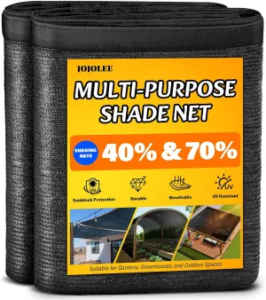 40% Sun Shade Cloth, 12x12FT Shade Net Mesh Tarp with Grommets, Black Sunblock Cover for Outdoor Patio Plants, Pergola, Greenhouse, Chicken Coop, Backyard, Balcony