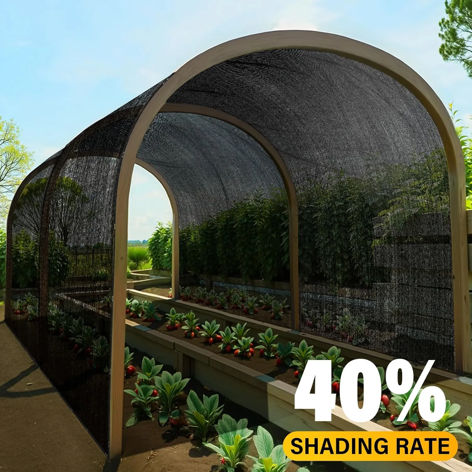 40% Sun Shade Cloth, 12x12FT Shade Net Mesh Tarp with Grommets, Black Sunblock Cover for Outdoor Patio Plants, Pergola, Greenhouse, Chicken Coop, Backyard, Balcony