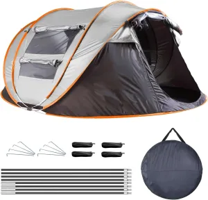 5-8 Person Pop Up Tent – Instant Setup Family Camping Tent, Waterproof with 4 Mosquito Net Windows & Carry Bag for Hiking, Festivals (9.06x6.79ft, Khaki)