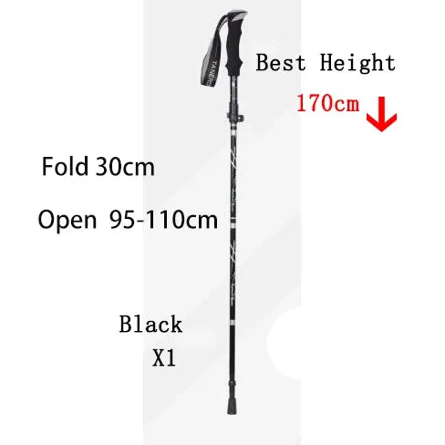 5-Section Outdoor Fold Trekking Pole Camping Portable Walking Hiking Stick For Nordic Elderly Telescopic Club Easy Put Into Bag