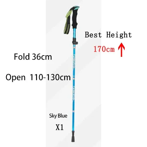 5-Section Outdoor Fold Trekking Pole Camping Portable Walking Hiking Stick For Nordic Elderly Telescopic Club Easy Put Into Bag