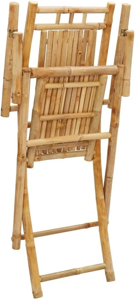 6-Pack Bamboo Folding Patio Chairs 20.9"" x26 x39 Outdoor Dining Chairs with Armrests and Backrest for Garden Lawn Balcony