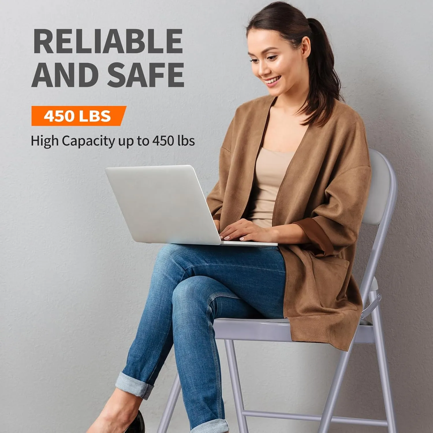 6 Pack Folding Chairs with Cushion – Padded Comfortable Foam Seating Gray Space-Saving Foldable Chairs for Indoor Outdoor Weddings, Parties, Backyard & Office Events (Gray, 6 Pack)