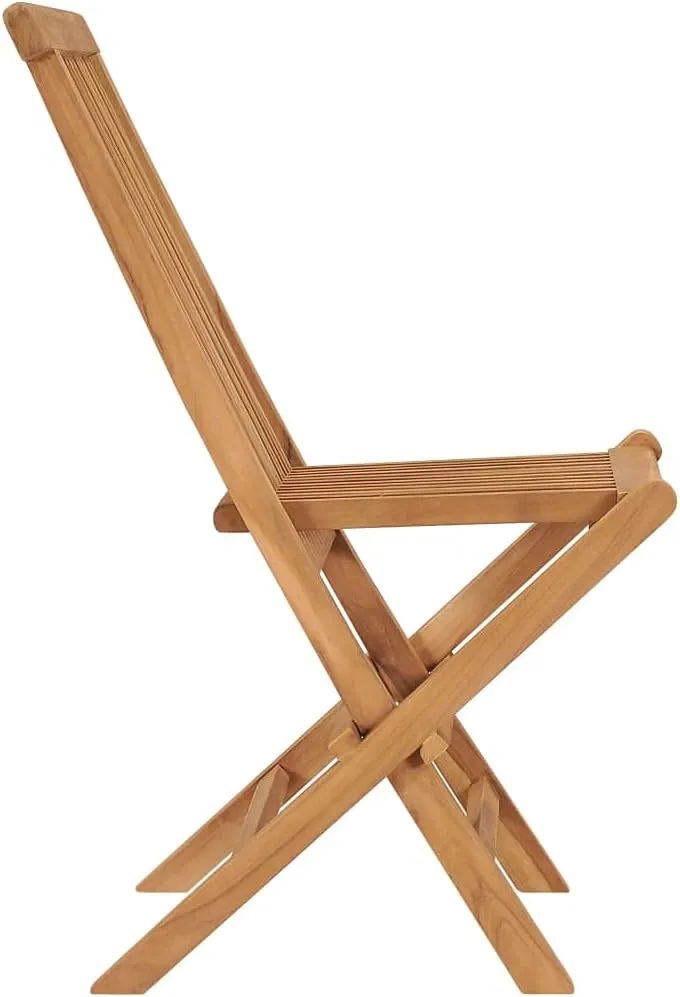 6-Piece Solid Teak Wood Folding Patio Chairs Set, Outdoor Furniture for Poolside Backyard Beach Camping, Weather-Resistant Hardwood Lounge Chairs with Foldable Design, No Assembly Required