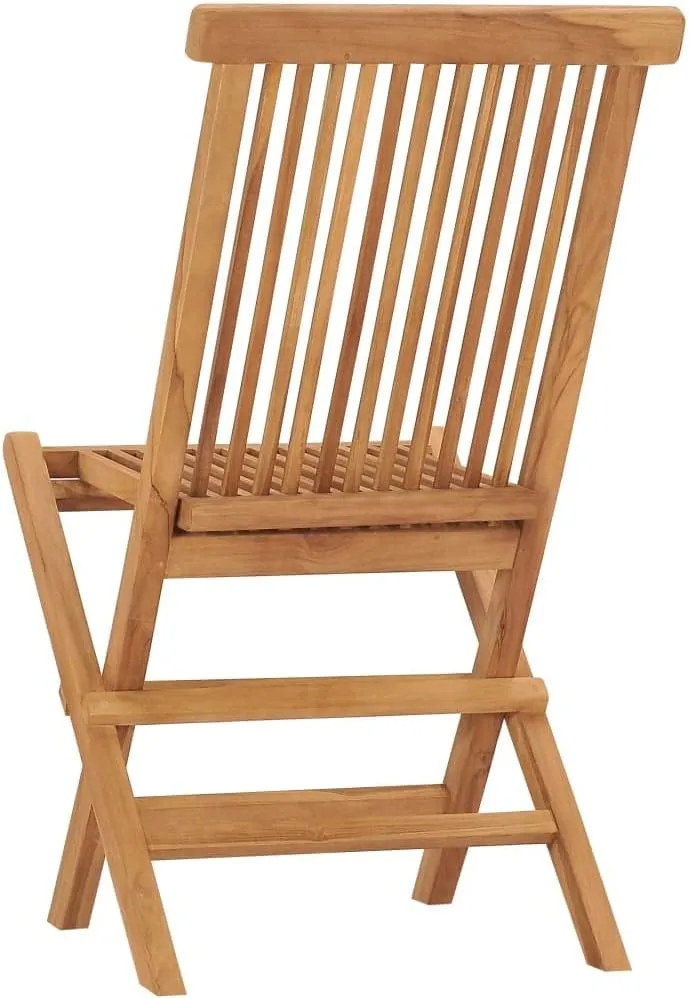 6-Piece Solid Teak Wood Folding Patio Chairs Set, Outdoor Furniture for Poolside Backyard Beach Camping, Weather-Resistant Hardwood Lounge Chairs with Foldable Design, No Assembly Required