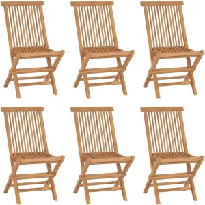 6-Piece Solid Teak Wood Folding Patio Chairs Set, Outdoor Furniture for Poolside Backyard Beach Camping, Weather-Resistant Hardwood Lounge Chairs with Foldable Design, No Assembly Required
