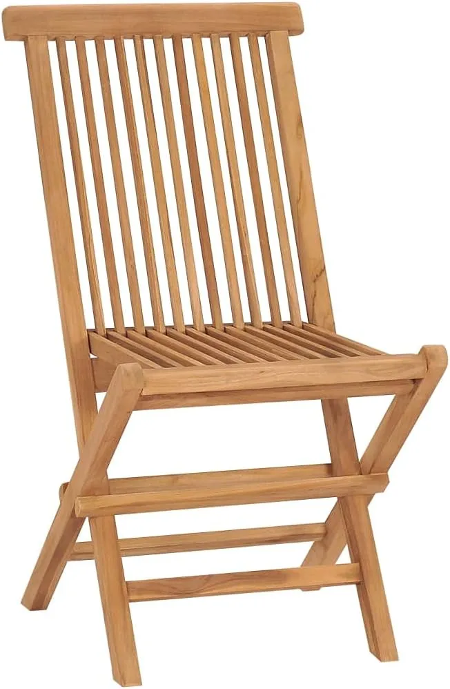 6-Piece Solid Teak Wood Folding Patio Chairs Set, Outdoor Furniture for Poolside Backyard Beach Camping, Weather-Resistant Hardwood Lounge Chairs with Foldable Design, No Assembly Required
