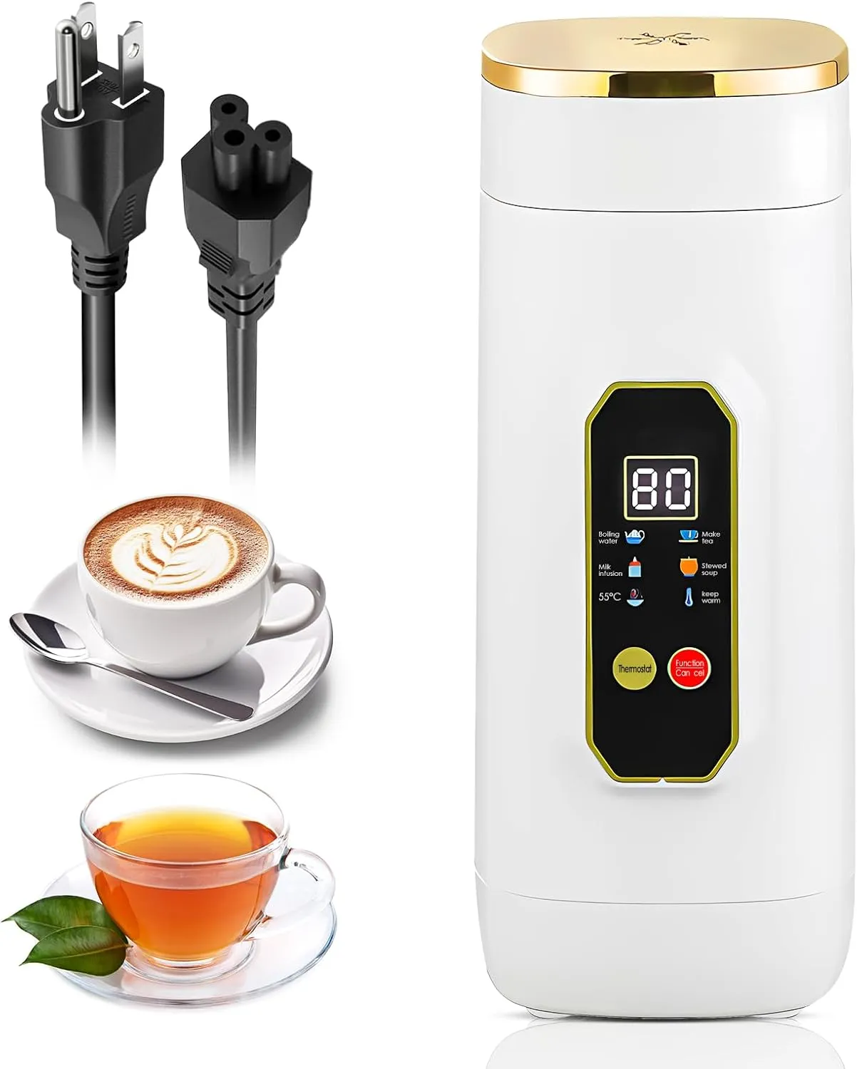 650ml Portable Kettle, Travel Electric Kettle, Portable Water Boiler 316 Stainless Steel with Auto Shut-Off & Boil Dry Protection, Small Electric Kettle, Heater with 6 Temperature Control, BPA-Free