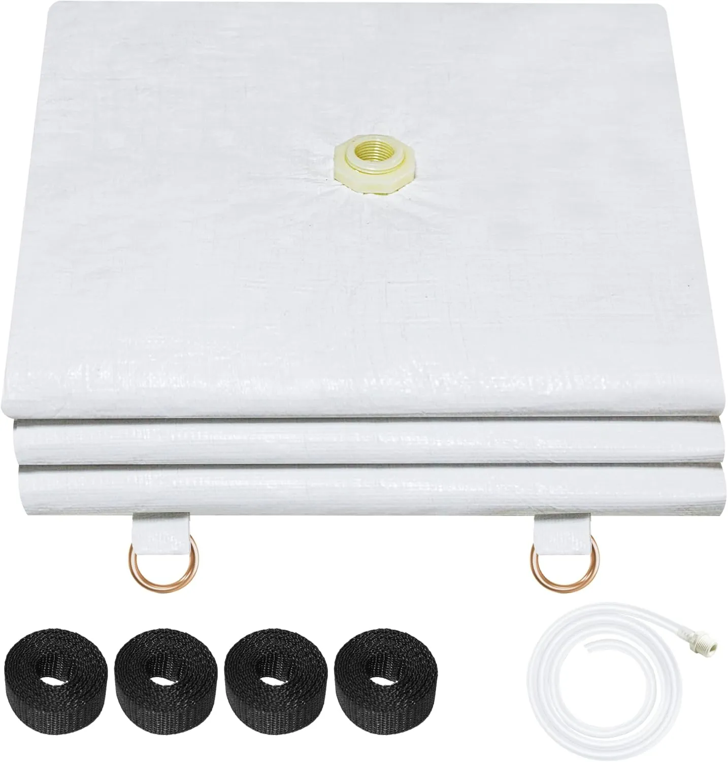 6.6 x 6.6ft Ceiling Leak Diverter with Hose and Grommets Heavy Duty Roof Leak Diverter White Leak Diverter Tarp with Hose Water Diverter Tarp for Roof Leak Fix