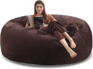 6FT，Oversized Bean Bag Chair，Bean Bag with Filler Included，Memory Foam Chair，Jumbo Bean Bag，Removable and Washable Flannel Cover, Suitable for Lounge Chairs in bedrooms and Dormitories. (Brown)