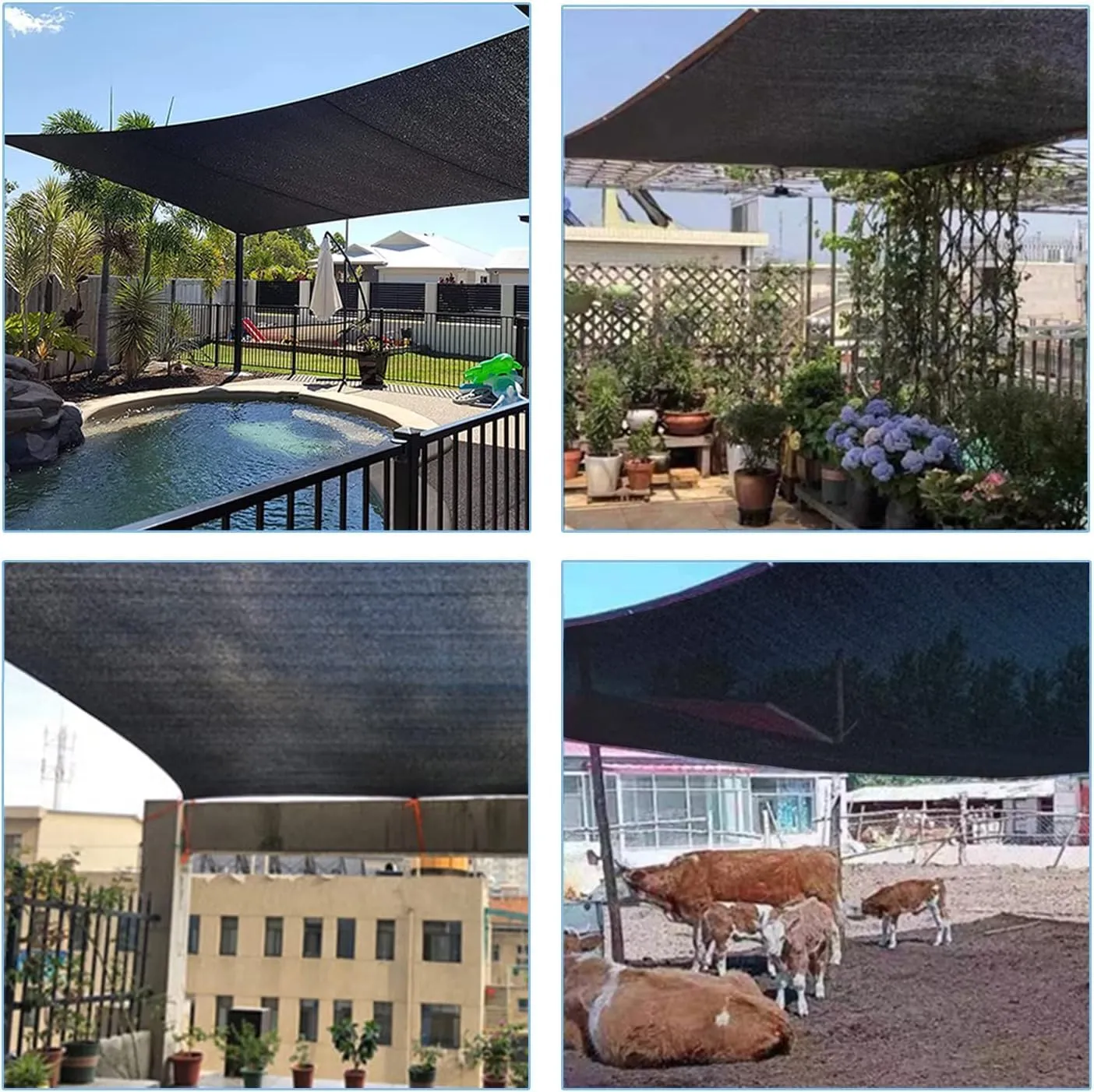70% Black Shade Cloth with Grommets, 10 x 20 FT Garden Sunblock Mesh Tarp, UV Resistant Sun Shade Net for Plants Cover, Greenhouse, Pergola, Kennel, Chicken Coop and Patio
