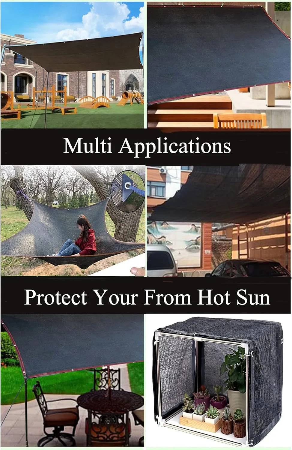 70% Sun Shade Cloth UV-Resistant Black Mesh Tarp, with Reinforced Grommets, Sun Net for Garden, Plants Greenhouse, Patio, Pergola,8x8M/26x26FT