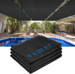 80% Shade Cloth - 6 x 20 ft Black Garden Sunblock Shade Net with Reinforced Grommets for Plant Cover,Greenhouse,Patio,Canopy，Chicken Coop,Canopy