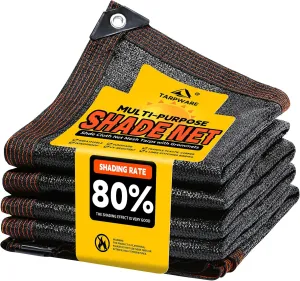 80% Shading Rate 12'x12' Black Shade Cloth Mesh Tarp,UV Resistance Shade Net with Grommet and Reinforced Edges,Shading for Garages,Plant Nursery,Kennel,Chicken Coop
