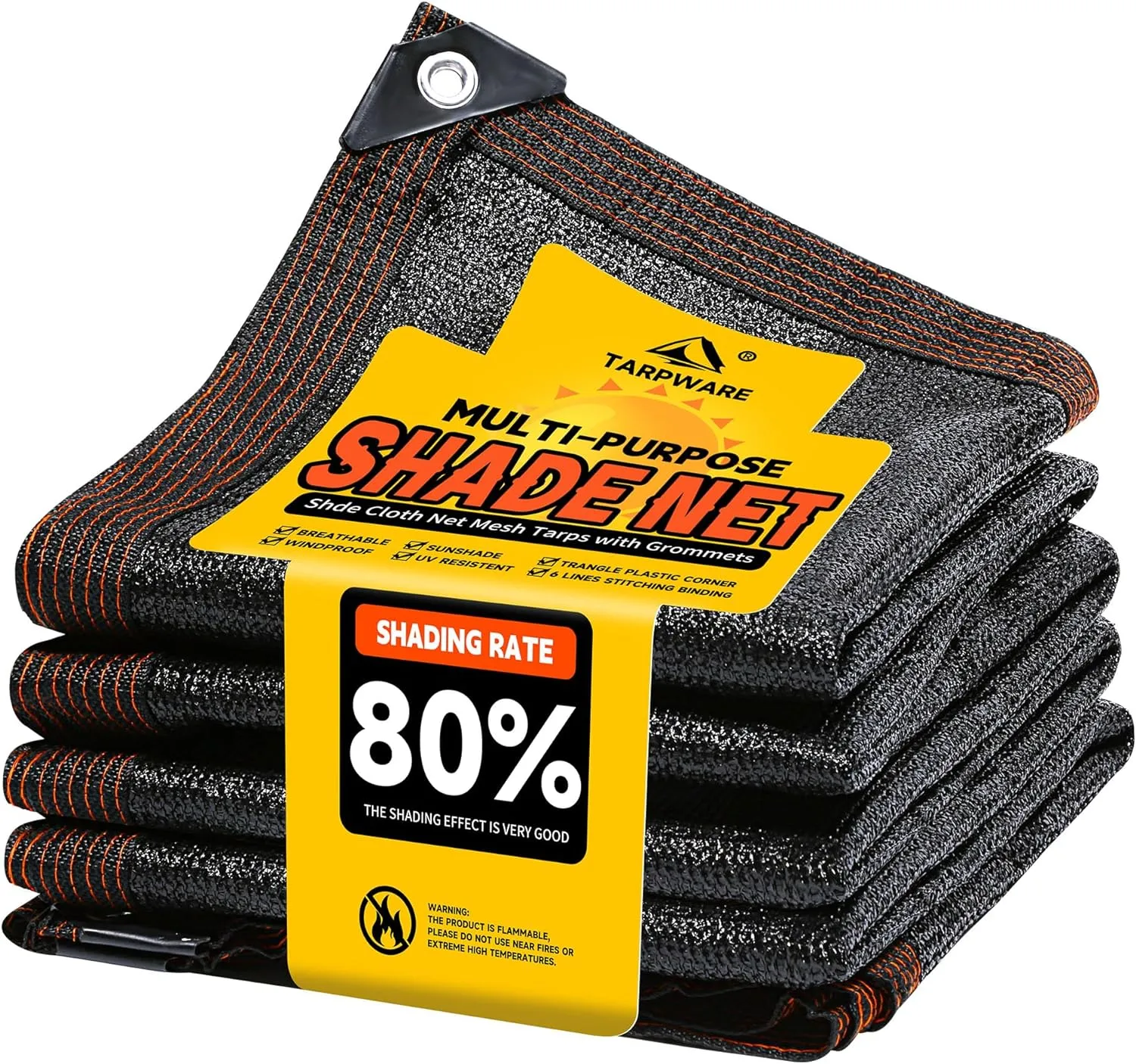 80% Shading Rate 12'x12' Black Shade Cloth Mesh Tarp,UV Resistance Shade Net with Grommet and Reinforced Edges,Shading for Garages,Plant Nursery,Kennel,Chicken Coop