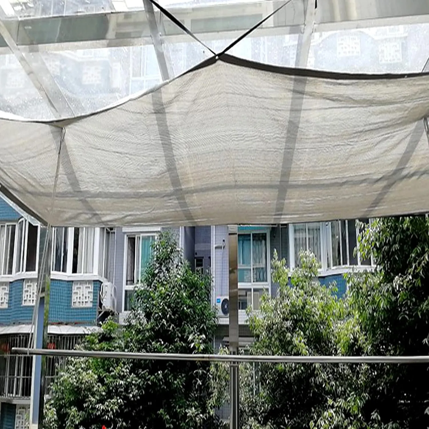 85% UV Resistant Anti-Aging White Sunblock Shade Cloth,Water and Air Permeable Mesh Tarp,Shade Netting with Grommets,Rope,Sun Shade Sail for Roof Courtyard Garden Fence (3x3m/9.8x9.8ft)