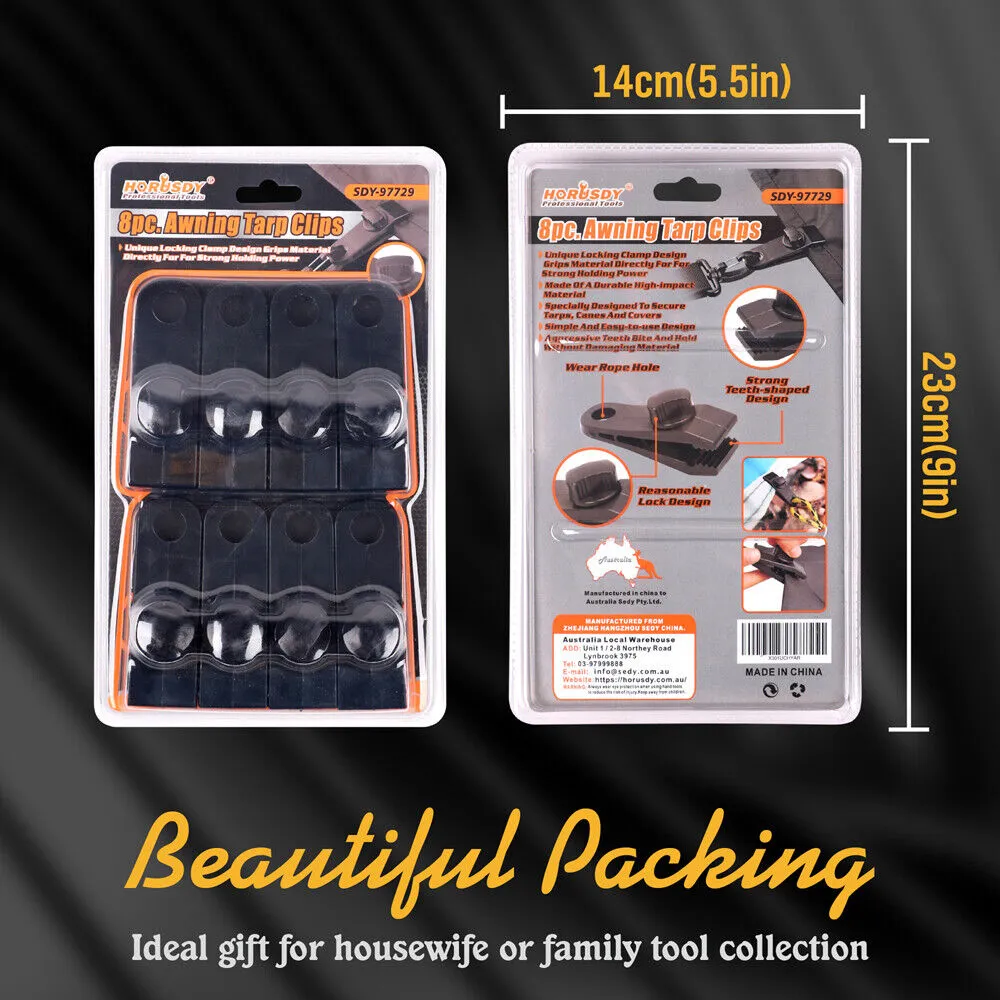 8Pc Awning Tarp Clamp Set - Durable Clips for Tents, Emergency Grommets for Survival and Outdoor Use