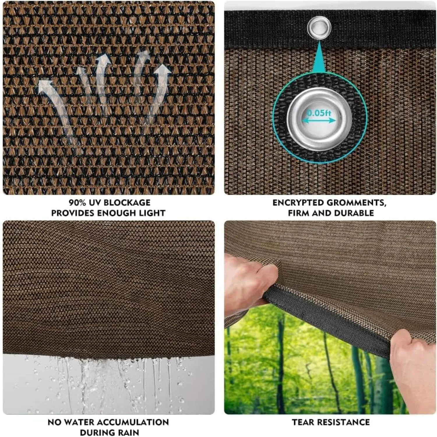 90% Sun Shade Cloth, Pergola Shade Cover Canopy, Mesh Tarp Sun Screens for Patio, Outdoor, Garden, Backyard (6 x 8 FT)