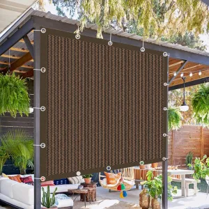 90% Sun Shade Cloth with Grommets, Pergola Shade Cover Canopy, Mesh Tarp Sun Screens for Patio, Outdoor, Garden, Backyard Mocha 8x12ft