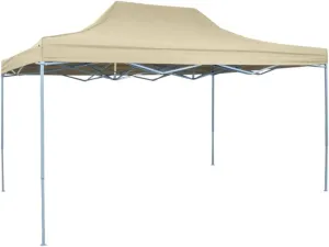 9.8'x14.8' Foldable Pop-Up Canopy Tent with Heavy-Duty Steel Frame Cream White Outdoor Party Tent UV Protection Gazebo for Events Backyard BBQs