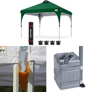 ABCCANOPY 10x10 Pop Up Canopy Tent with Gutter and Water Weights Set of 4