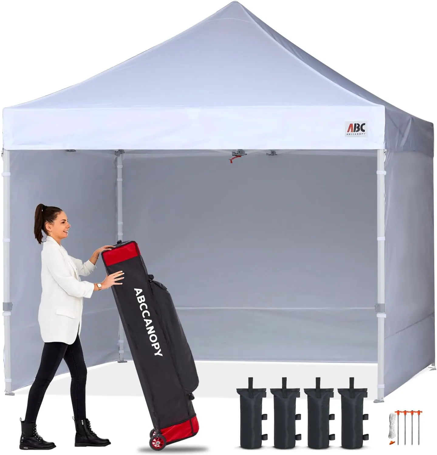 ABCCANOPY Easy Pop Up Canopy Tent with Sidewalls 8x8 Commercial -Series, White