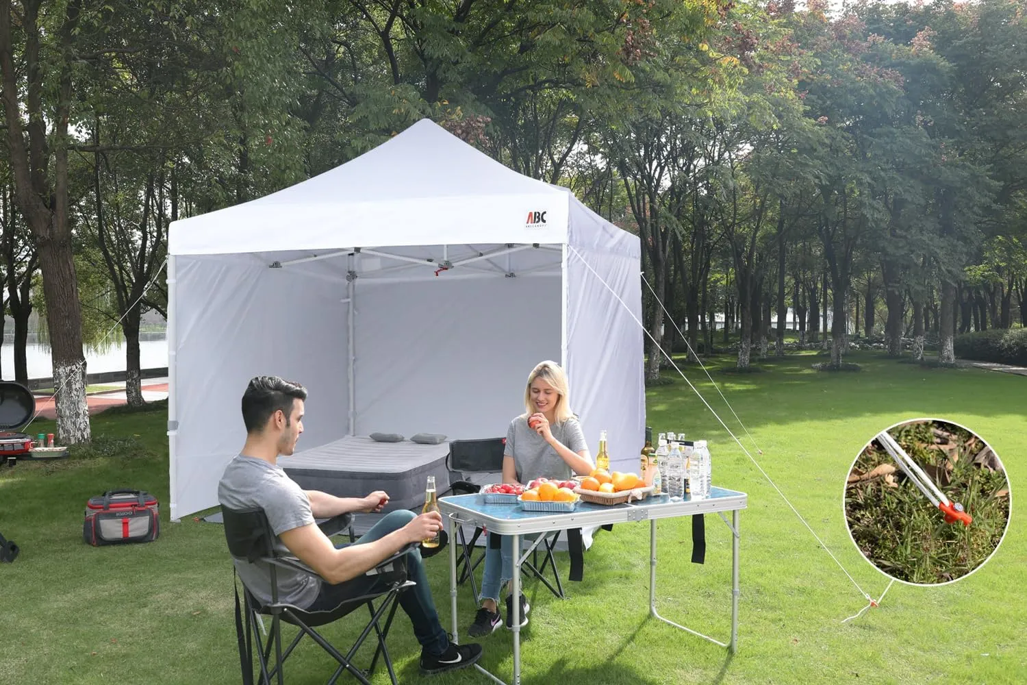 ABCCANOPY Easy Pop Up Canopy Tent with Sidewalls 8x8 Commercial -Series, White