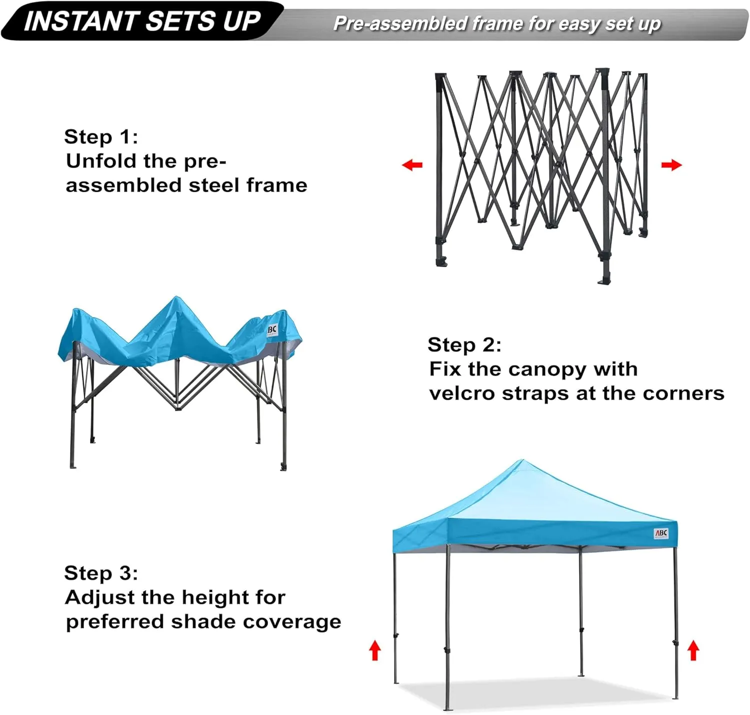 ABCCANOPY Patio Pop Up Canopy Tent 10x10 Commercial-Series (Sky Blue)
