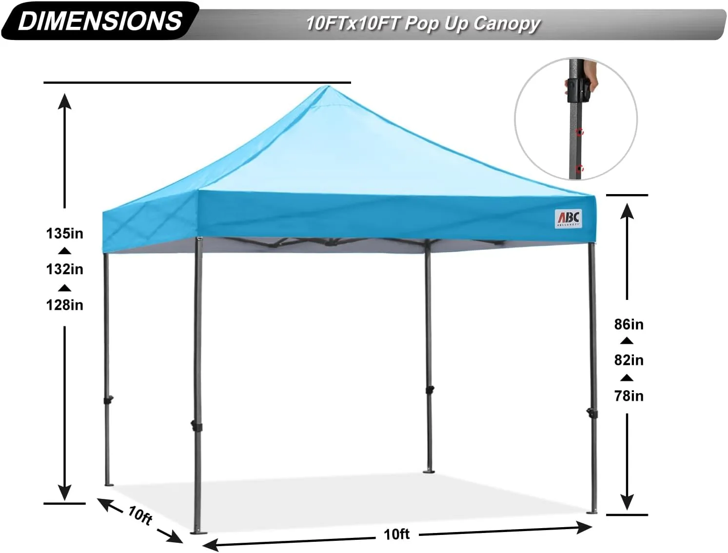 ABCCANOPY Patio Pop Up Canopy Tent 10x10 Commercial-Series (Sky Blue)