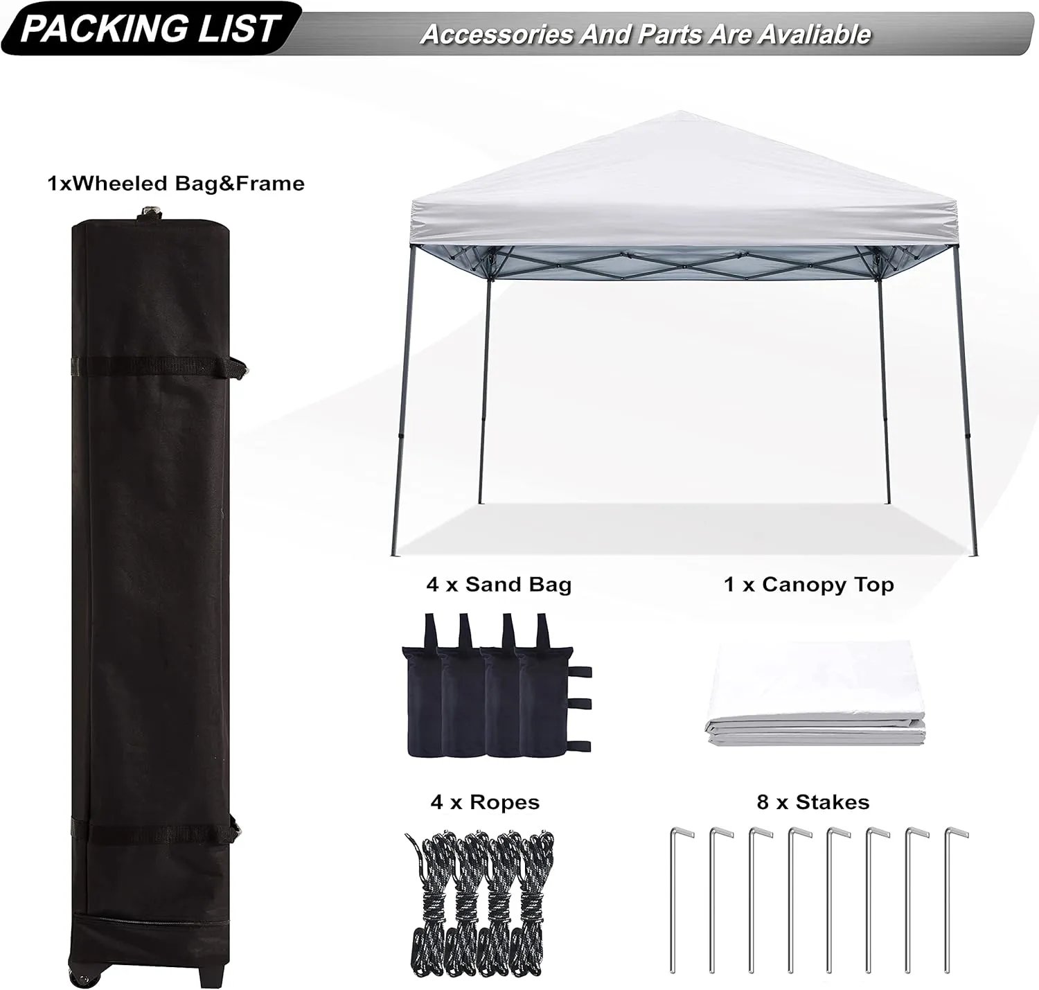 ABCCANOPY Stable Pop up Outdoor Canopy Tent 10 x 10 ft Base / 8 x 8 ft Top, White