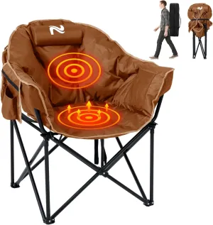 ABORON Heated Camping Chair Oversized, Three Model Portable Heated Cushion Folding Chair, Heavy Duty Heated Foldable Chairs Support Up to 500 lbs, Ideal for Outdoor Adventures