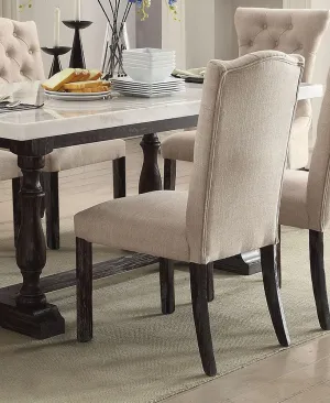 Acme Furniture Gerardo Upholstered Side Chair in Beige and Espresso (Set of 2) 60822