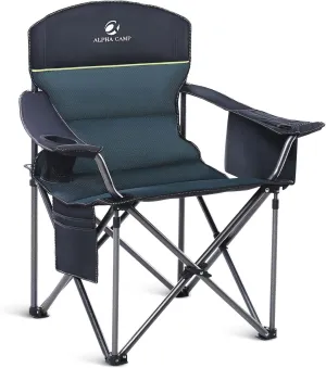 ALPHA CAMP Oversized Camping Folding Chair Heavy Duty Lawn Chair with Cooler Bag