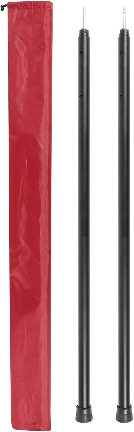 Aluminum Adjustable Heavy Duty Camping Tarp Poles, 36in to 95in Telescoping Aluminum Portable Awning Poles for Camping, Backpacking, Hiking (Black, Set of 2)