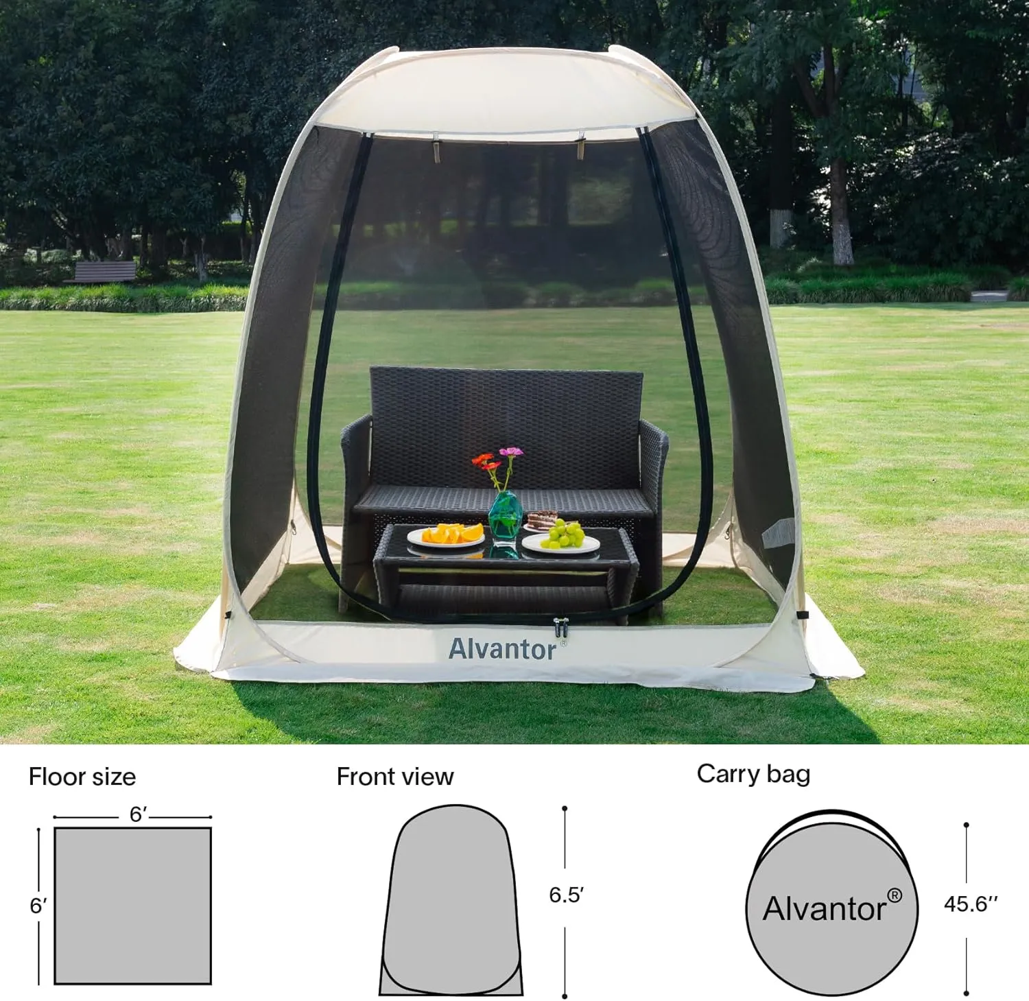 Alvantor Pop Up Screen Tent House Room Instant Outdoor Camping Canopy Sun Shelter Gazebo for Patio, Backyard & Deck, Privacy Tent(2-10 People, 8'x8' 10'x10' 12'x12')