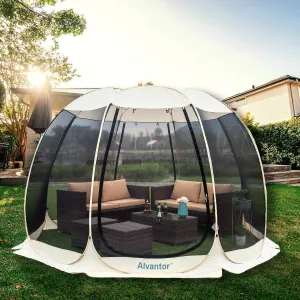 Alvantor Pop Up Screen Tent House Room Instant Outdoor Camping Canopy Sun Shelter Gazebo for Patio, Backyard & Deck, Privacy Tent(2-10 People, 8'x8' 10'x10' 12'x12')